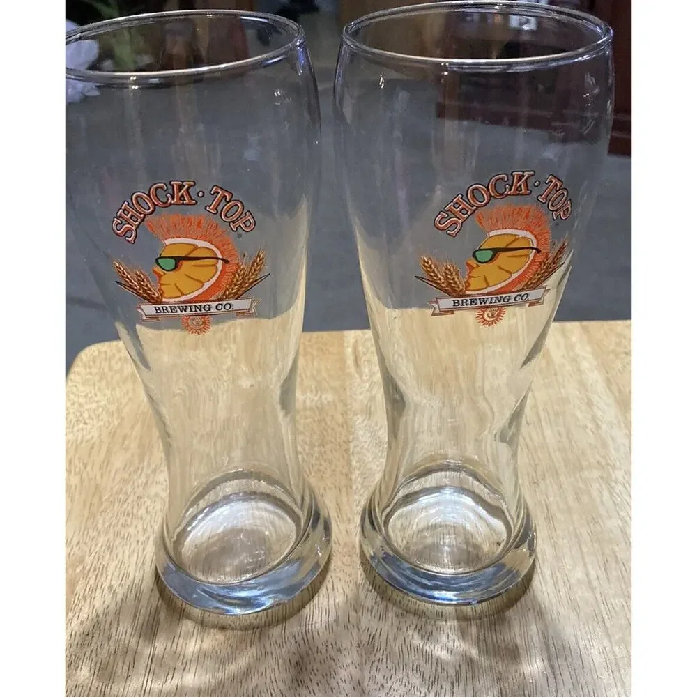 Shock Top Belgian White Beer Pilsner 16 oz‎ Glasses Set of 2 Orange